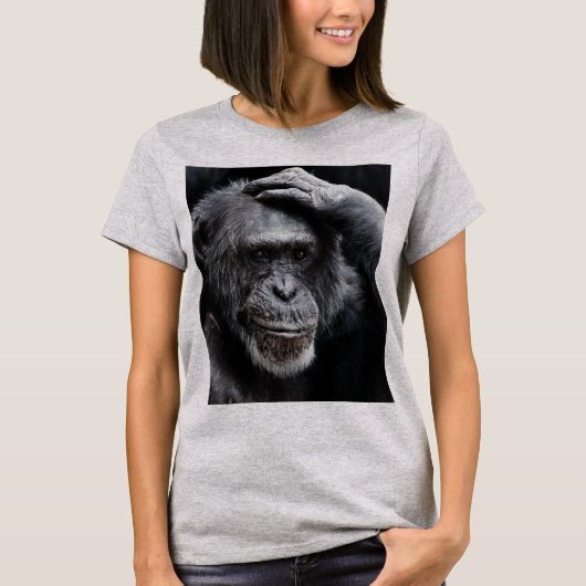 GORILLAビッグ顔、熟考サルApe Tシャツ (正面)