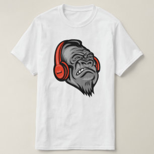 Gorillaヘッドフォンマウンテンビッグ顔、Gorilla Tシャツ