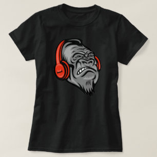 Gorillaヘッドフォンマウンテンビッグ顔、Gorilla Tシャツ