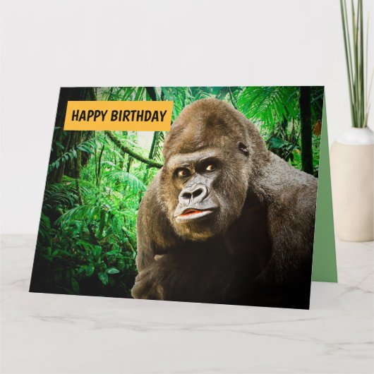 GORILLA誕生日おもしろいで彼の大きなグリーティングカード カード (正面)