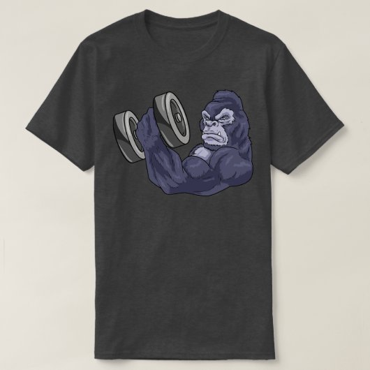 Gorilla As Bodybuilder With Barbell Tシャツ (デザイン正面)