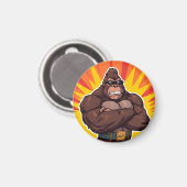 Gorilla Bodybuilder Weight Lifter Pop Art Cartoon マグネット (正面/裏面)