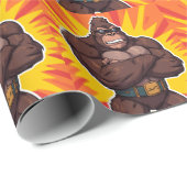 Gorilla Bodybuilder Weight Lifter Pop Art Cartoon ラッピングペーパー (ロールコーナー)