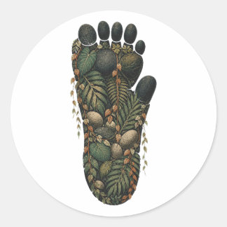 Gorilla Botanical Footprint Nature Sticker ラウンドシール