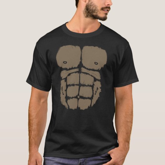 Gorilla Chest Muscle Belly Monkey Costume Tシャツ (正面)