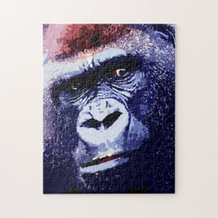 Gorilla Face Blue Pop Art ジグソーパズル