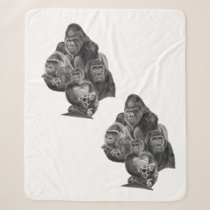 Gorilla Family Blanket (ゴリラ家族のブランケット）Gorilla Life シェルパブランケット