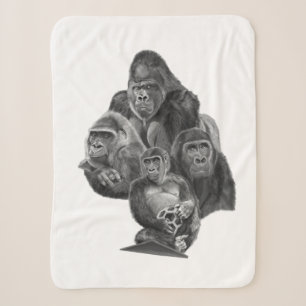 Gorilla Family Blanket ゴリラ家族のブランケット (GorillaLife) シェルパブランケット