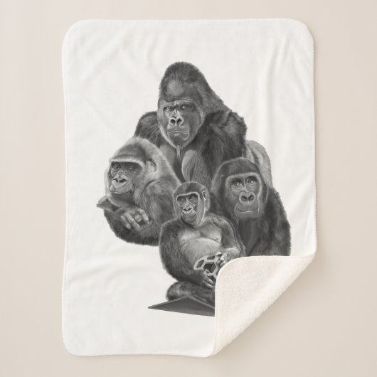 Gorilla Family Blanket ゴリラ家族のブランケット (GorillaLife) シェルパブランケット (正面)