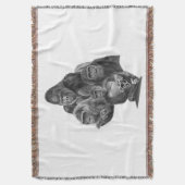 Gorilla Family Blanket ゴリラ家族のブランケット (GorillaLife) スローブランケット (正面縦)