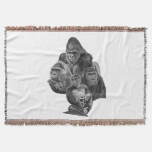 Gorilla Family Blanket ゴリラ家族のブランケット (GorillaLife) スローブランケット