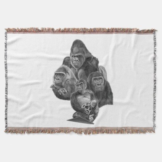 Gorilla Family Blanket ゴリラ家族のブランケット (GorillaLife) スローブランケット (正面)