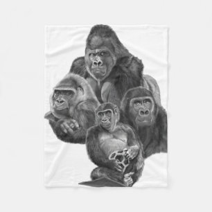 Gorilla Family Blanket ゴリラ家族のブランケット (GorillaLife) フリースブランケット