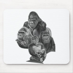 Gorilla Family Mouse Pad ゴリラ家族のマウスパッド GorillaLife マウスパッド