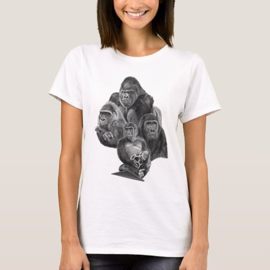 Gorilla Family T-shirt (ゴリラ家族のT-シャツ）Gorilla Life Tシャツ (正面)