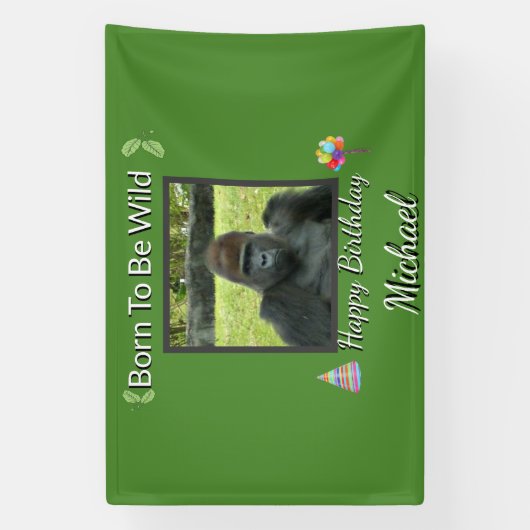 Gorilla Jungle Wild Birthday Theme 横断幕 (縦)