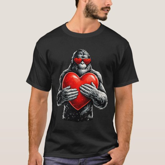 Gorilla Love Heart Illustration Tシャツ (正面)