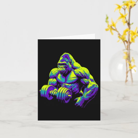 Gorilla Monkey Gym Wear Bodybuilding Workout Motiv カード (黄色い花)