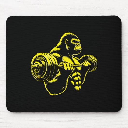 Gorilla Monkey Gym Weight Lifting Bodybuilding Wor マウスパッド (正面)