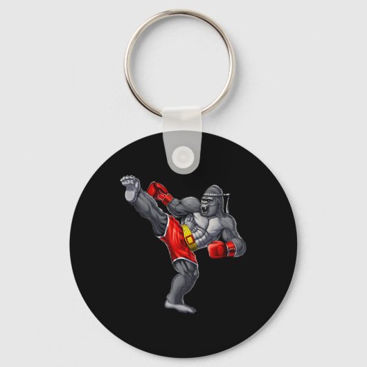 Gorilla Muay Thai Boxing Karate Kickboxing Martial キーホルダー (正面)