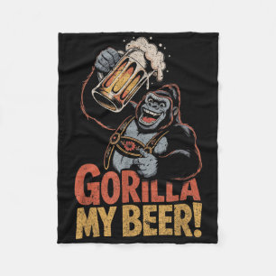 Gorilla My Beer おもしろい Ape Steinパーティー動物 フリースブランケット