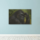 Gorilla Reflection – 思いやりのある野生生物ポートレート キャンバスプリント (インサイチュ (ウッドフロア))