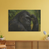 Gorilla Reflection – 思いやりのある野生生物ポートレート キャンバスプリント (インサイチュ (リビング))