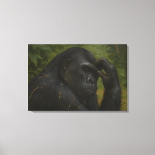 Gorilla Reflection – 思いやりのある野生生物ポートレート キャンバスプリント (正面)