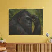 Gorilla Reflection – 思いやりのある野生生物ポートレート キャンバスプリント (インサイチュ (リビング))