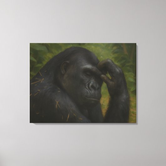 Gorilla Reflection – 思いやりのある野生生物ポートレート キャンバスプリント (正面)