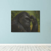 Gorilla Reflection – 思いやりのある野生生物ポートレート キャンバスプリント (インサイチュ (ウッドフロア))