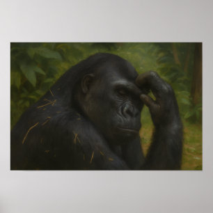 Gorilla Reflection – 思いやりのある野生生物ポートレート ポスター