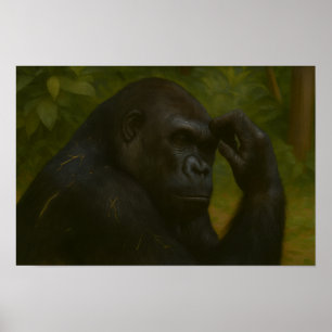 Gorilla Reflection – 思いやりのある野生生物ポートレート ポスター
