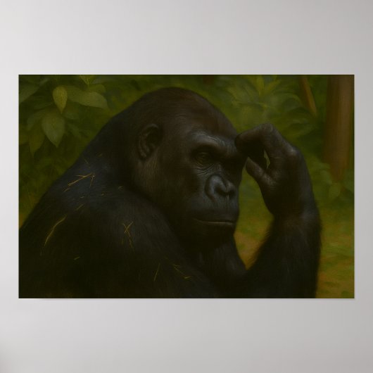 Gorilla Reflection – 思いやりのある野生生物ポートレート ポスター (正面)