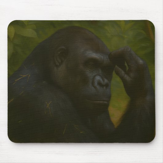 Gorilla Reflection – 思いやりのある野生生物ポートレート マウスパッド (正面)