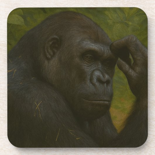 Gorilla Reflection – Thoughtful Wildlife Portrait コースター (正面)