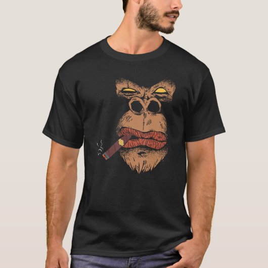 Gorilla Smoking Cigar - Funny Cigar Smoker Tシャツ (正面)