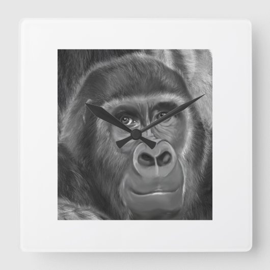 Gorilla sucking fingers Clock2 指しゃぶりのゴリラ時計 スクエア壁時計 (正面)
