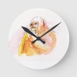 Gorilla sucking fingers Clock 指しゃぶりのゴリラ時計 ラウンド壁時計