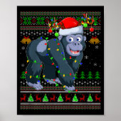 Gorilla Ugly Christmas Sweaters Holiday Santa Cute ポスター (正面)