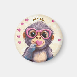 Gorilla Valentine's Day Heart Badge - Kids School  マグネット