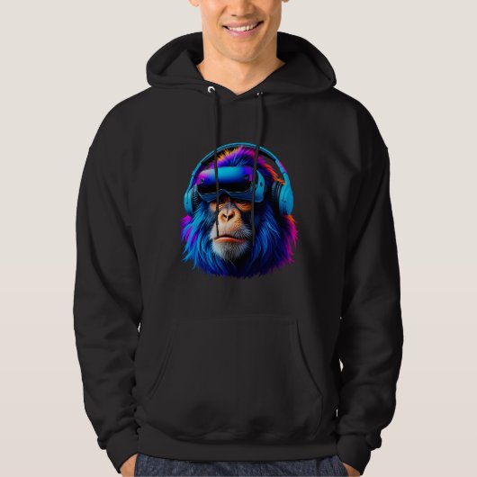 Gorilla VRおもしろいのラベル遊Gorilla Monke Gorilla パーカ (正面)