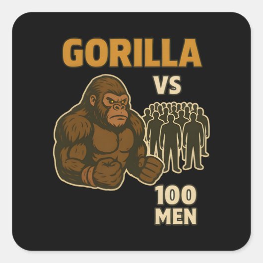 Gorilla vs 100 men epic battle スクエアシール (正面)
