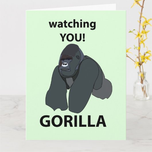 Gorilla Watching You おもしろい Gorilla カード (黄色い花)