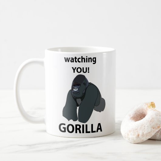 Gorilla Watching You おもしろい Gorilla コーヒーマグカップ (ドーナツ)