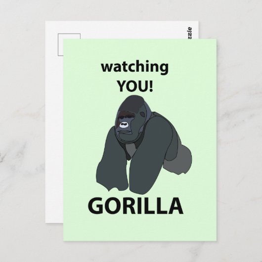 Gorilla Watching You おもしろい Gorilla ポストカード (正面/裏面)