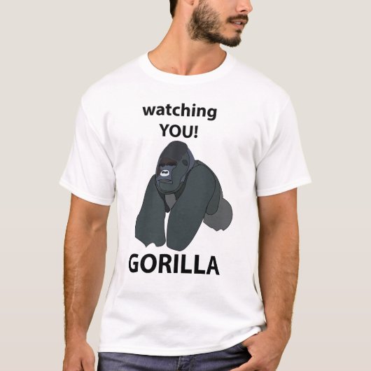 Gorilla Watching You おもしろい Gorilla Tシャツ (正面)