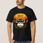 Gorilla wearing headphones fun tシャツ (正面)