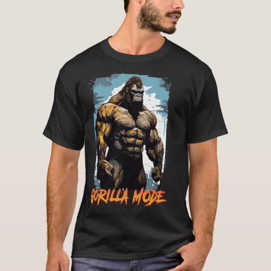 Gorilla Workout Tees Gorilla Mode Gym And Bodybuil Tシャツ (正面)