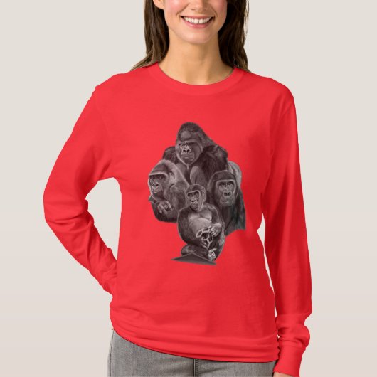GorillaFamily Long-tshirt (ゴリラ家族ロングTシャツGorillaLife Tシャツ (正面)